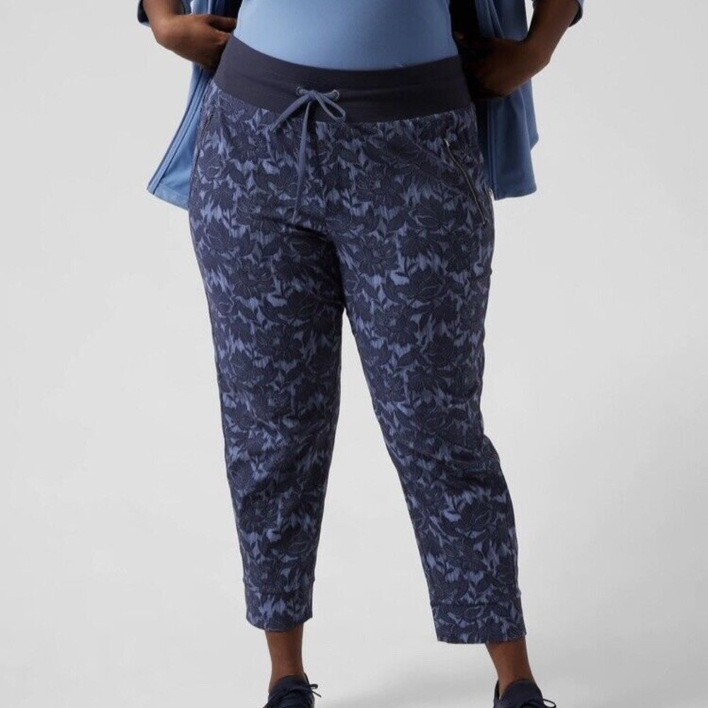 Athleta Navy & Light Blue Printed Joggers